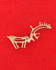Shaman drum figures brooch